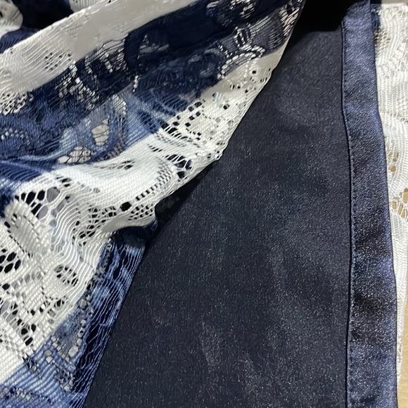 Alex Marie Lace Blue & White Striped Sleeveless Dress - Picture 9 of 10